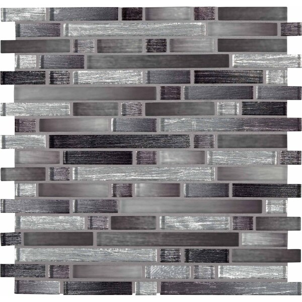 Msi Akaya Nero Interlocking SAMPLE Glass Mesh-Mounted Mosaic